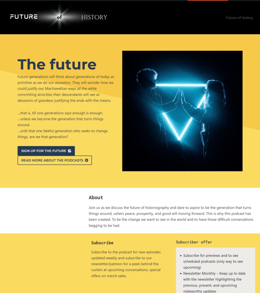 Future of History - Design & WP instal